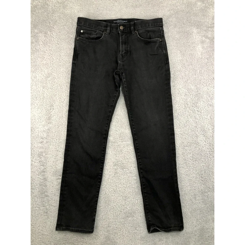 Banana Republic Jeans Mens 32x30 (Tag 31x30) Black Traveler Slim Fit